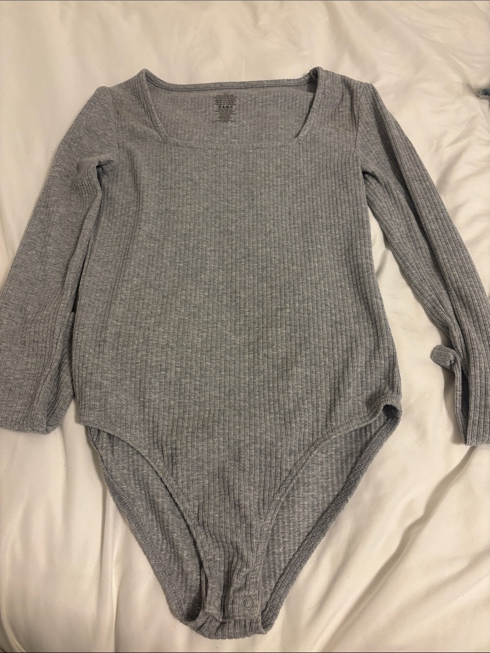 George Heather Gray Ribbed Scoop-Neck Bodysuit
